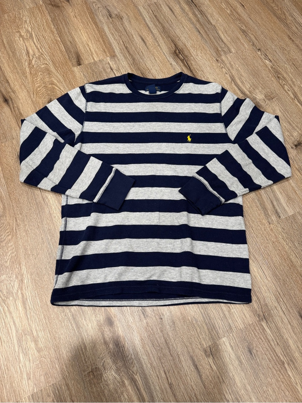 Polo by Ralph Lauren Navy & Gray Striped Long Sleeve Thermal Pullover